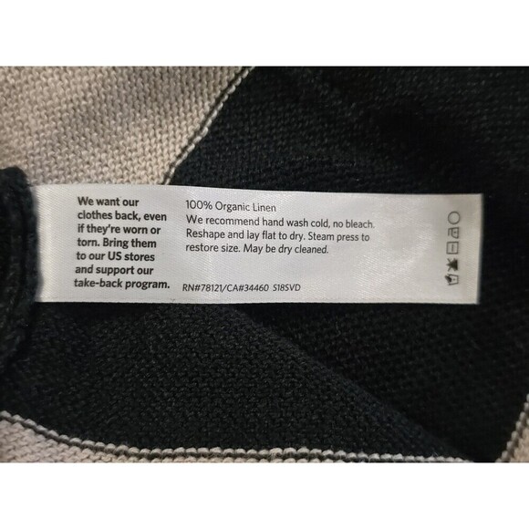 Eileen Fisher Organic Linen Sweater Women Size XXS Striped Beige Coastal Preppy - Picture 9 of 11